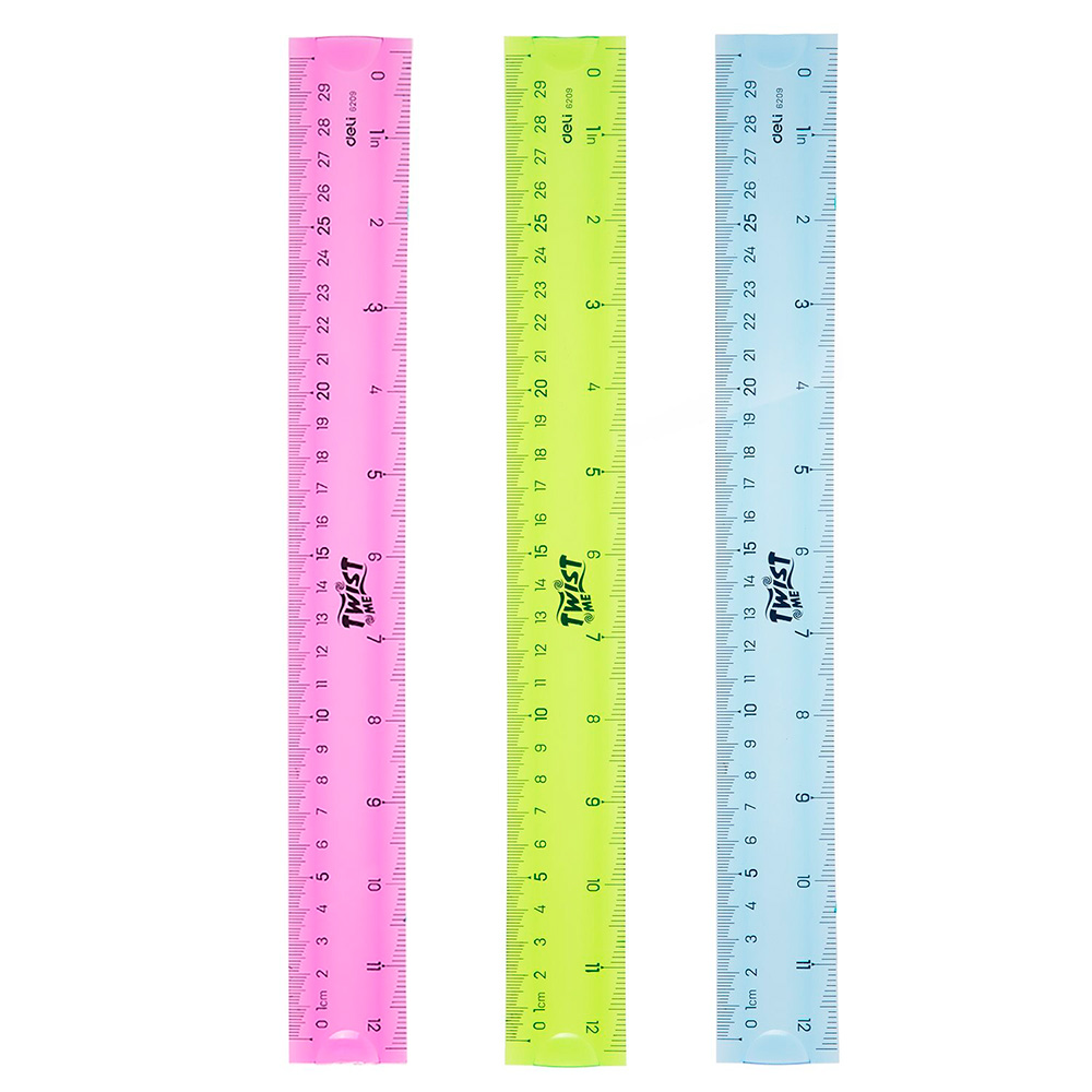 Regla Plástica Flexible 30cm Twist-Deli colores Neon *UMV-Inner 24und surtidas*