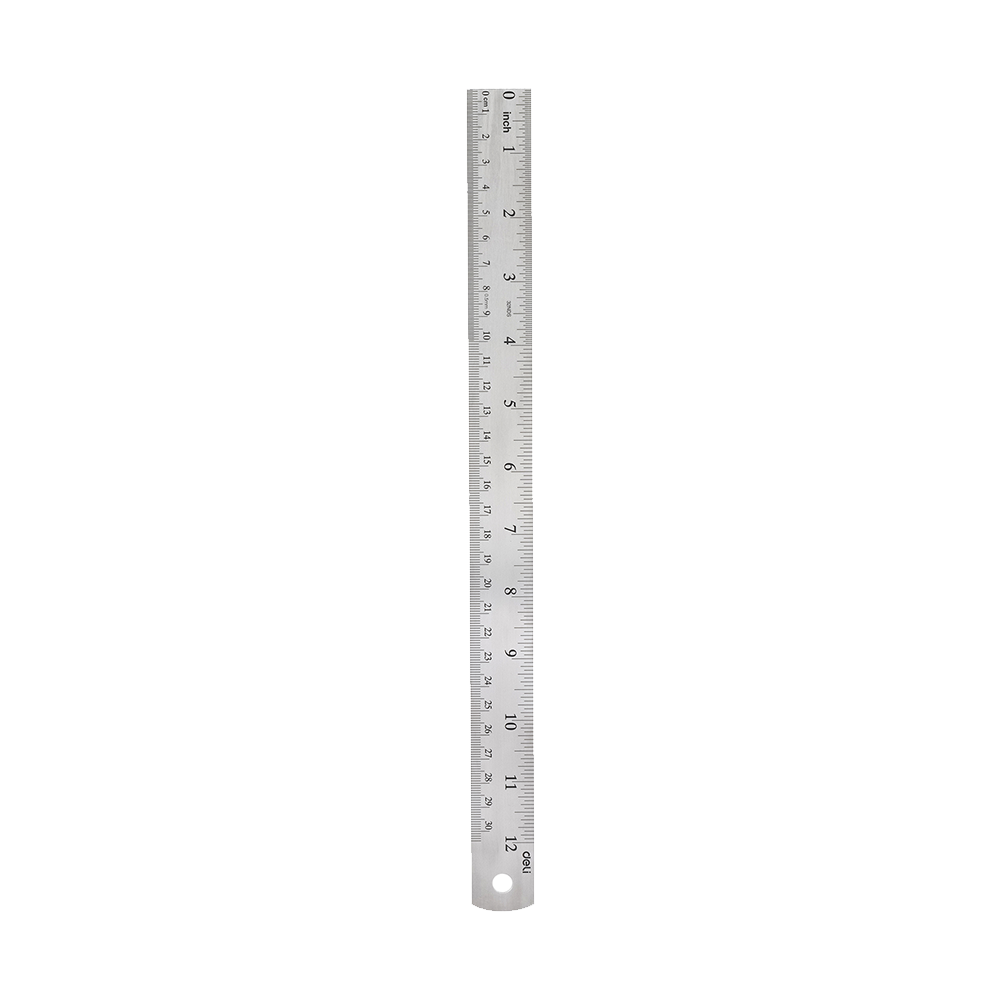 Regla Metálica de Acero 30 cm / 12 Pulgadas Graduación Métrica y Pulgadas Deli *UMV-Unidad*