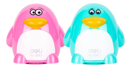 Sacapuntas Plástico 2 huecos c/recipiente Pinguino Deli *UMV-Inner de 12und surtidas*