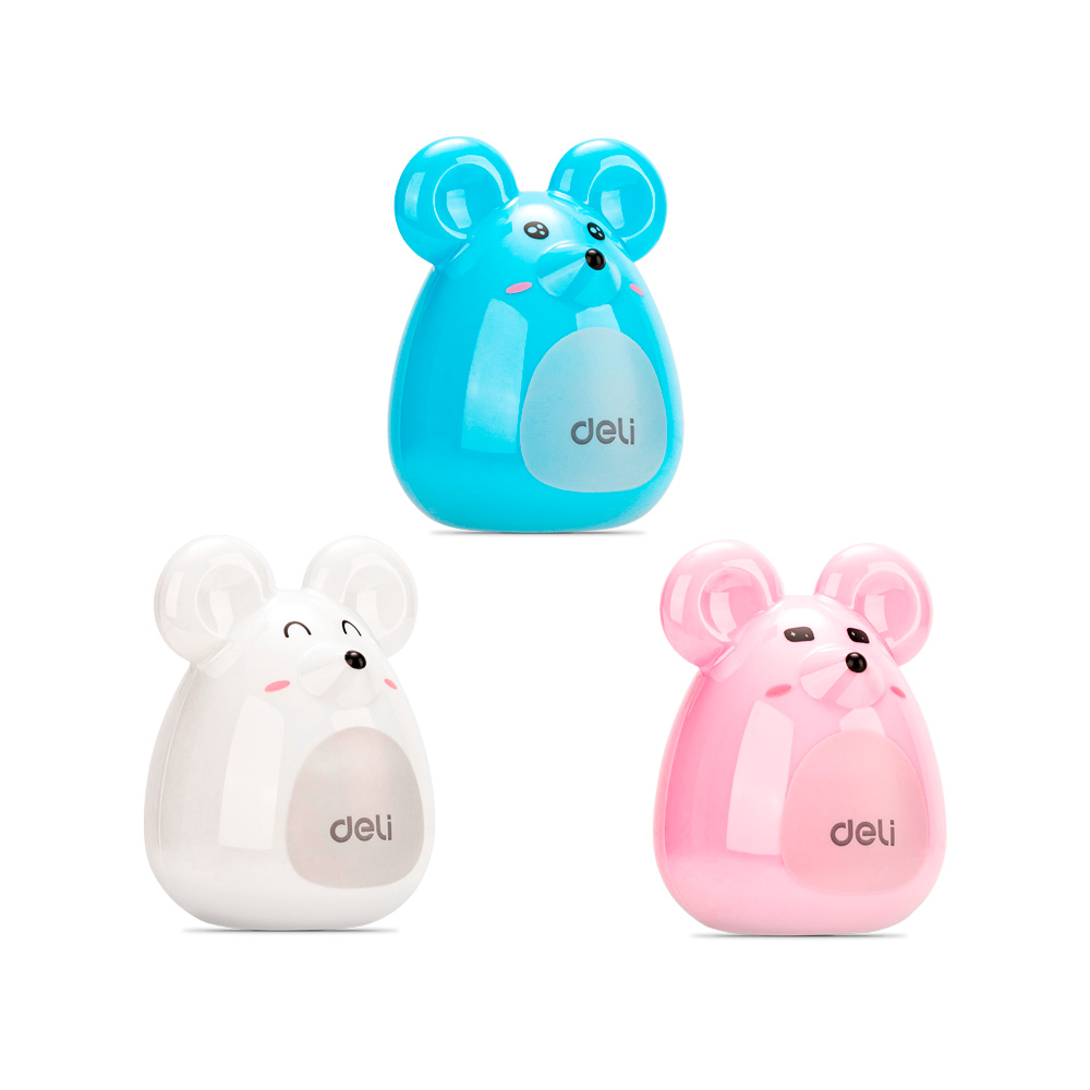 Sacapuntas Plástico 1 hueco c/recipiente Retoncito Deli en blister  *UMV-Inner de 12und surtidas*