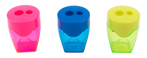 Sacapuntas Plástico 2 huecos c/recipiente Neon Deli *UMV-1 Display de 12und surtidas*