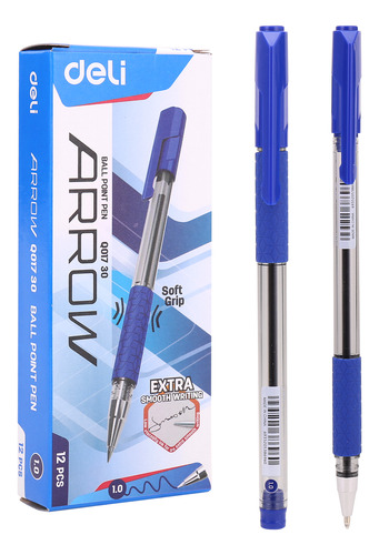 Bolígrafo azúl Extra Suave c/grip Arrow-Deli *UMV-1 caja de 12und*