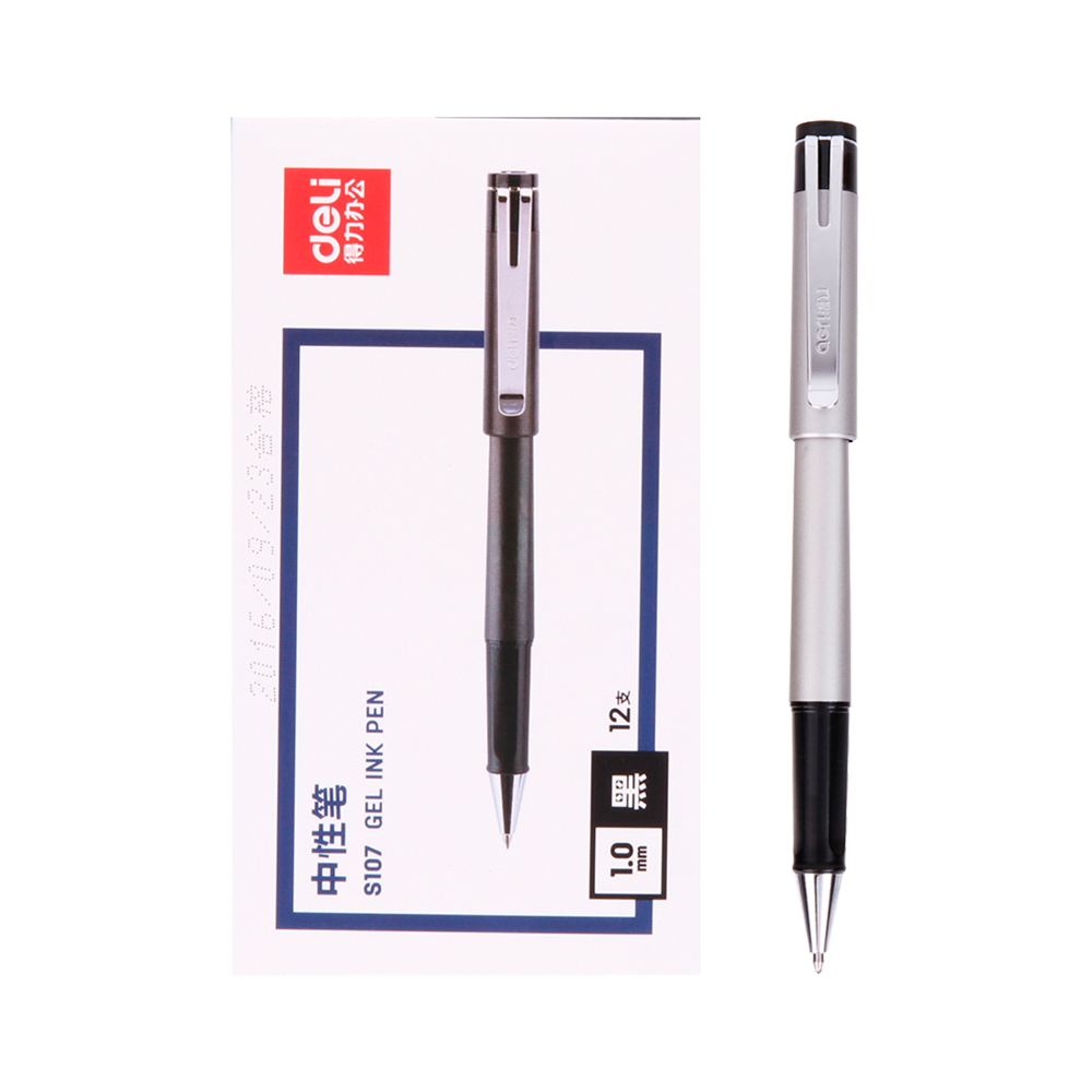 Bolígrafo Ejecutivo Gel negro Extra Suave c/grip Deli *UMV-1 caja de 12und*