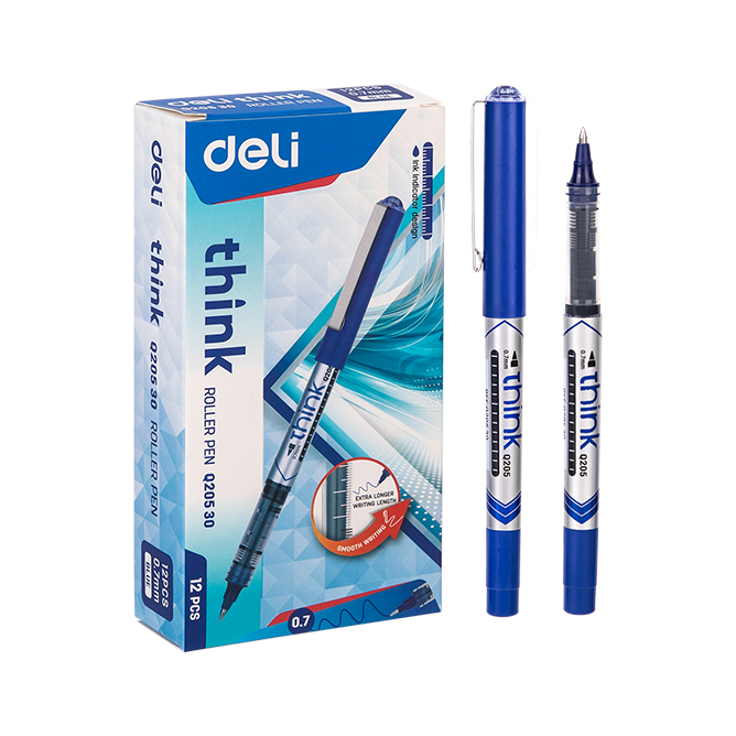 Boligrafo Roller Think Punta de Bala 0.7 mm Tinta Azul Deli *UMV-1 caja de 12und*