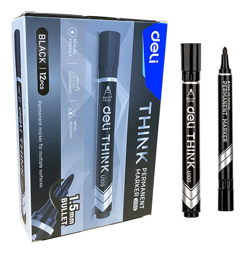 Marcador Permanente negro p/redonda Think-Deli *UMV-1 caja de 12und*