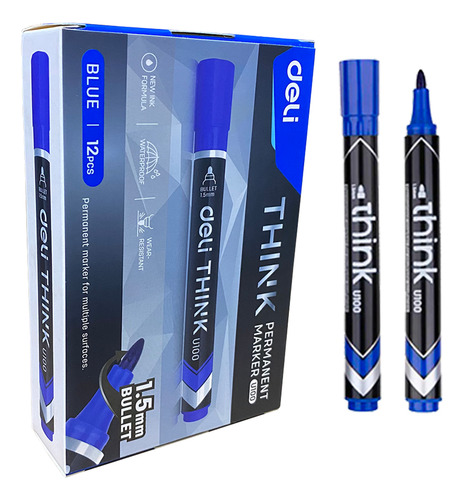 Marcador Permanente azúl p/redonda Think-Deli *UMV-1 caja de 12und*