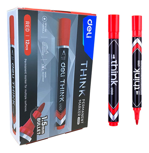 Marcador Permanente rojo p/redonda Think-Deli *UMV-1 caja de 12 und*