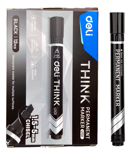 Marcador Permanente negro p/biselada Think-Deli *UMV-1 caja de 12und*