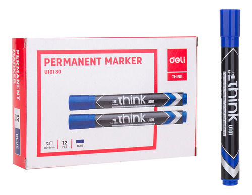 Marcador Permanente azúl p/biselada Think-Deli *UMV-1 caja de 12und*