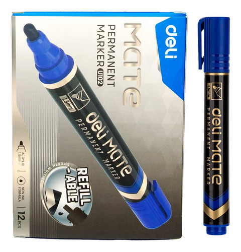 Marcador Permanente azúl p/redonda Mate-Deli *UMV-1 caja de 12und*