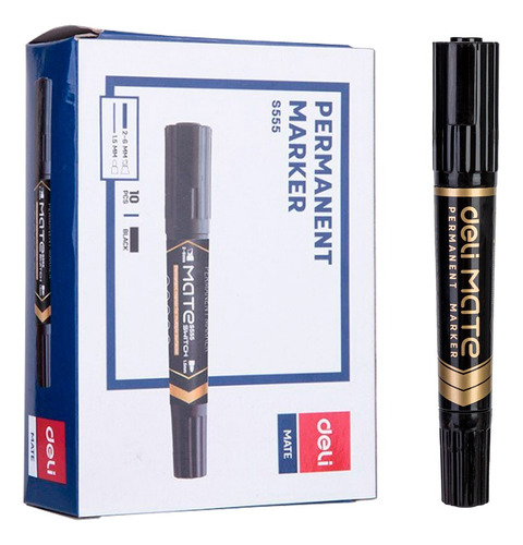 Marcador Permanente Negro p/biselada & p/redonda Mate-Deli *UMV-1 caja de 10und*