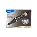 Marcador Permanente Doble Punta Deli Mate Tinta Negra Biselada y Redonda *UMV-1 caja de 10und*