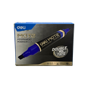 Marcador Permanente Doble Punta Deli Mate Tinta Azul Biselada y Redonda *UMV-1 caja de 10und*