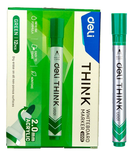 Marcador de Pizarra verde p/redonda Think-Deli *UMV-1 caja de 12und*