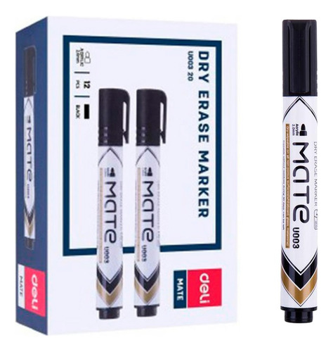 Marcador de Pizarra negro p/redonda Mate-Deli *UMV-1 caja de 12und*