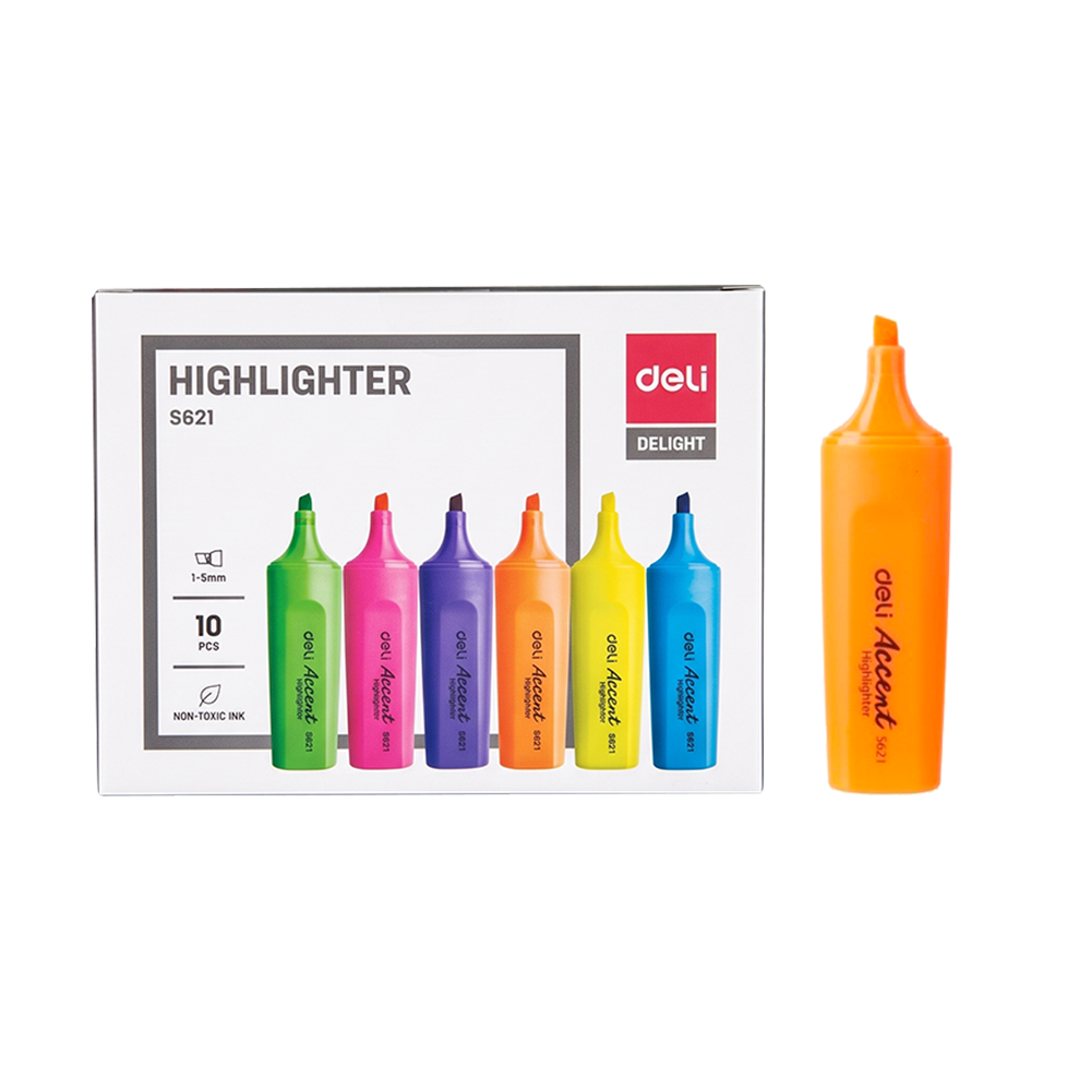 Resaltador Deli Accent Punta Biselada 1-5 mm Color Naranja *UMV-1 caja de 10und*