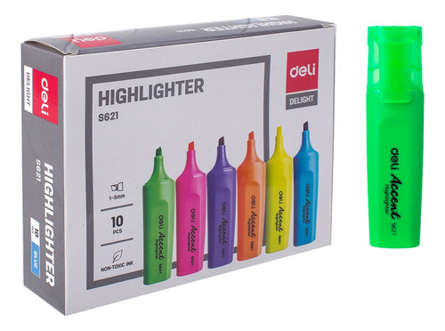 Resaltador Verde p/biselada Accent-Deli *UMV-1 caja de 10und*