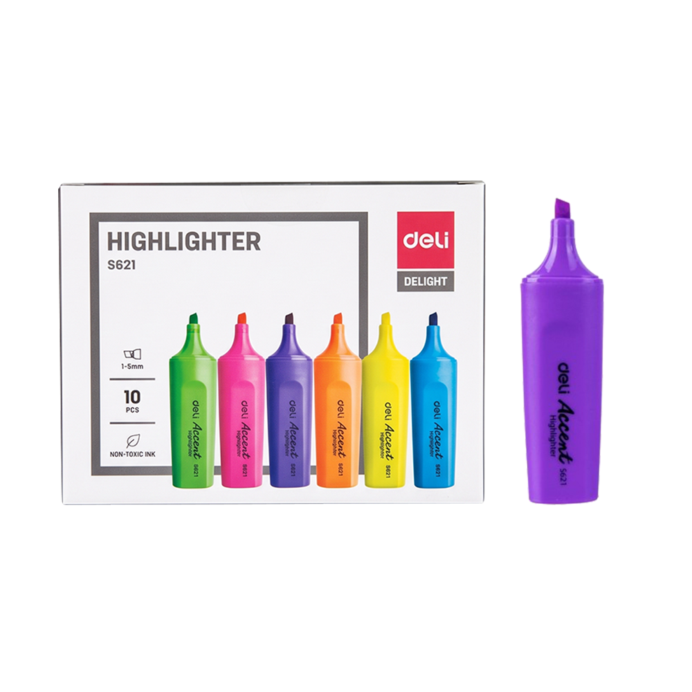 Resaltador Deli Accent Punta Biselada 1-5 mm Color Morado *UMV-1 caja de 10und*