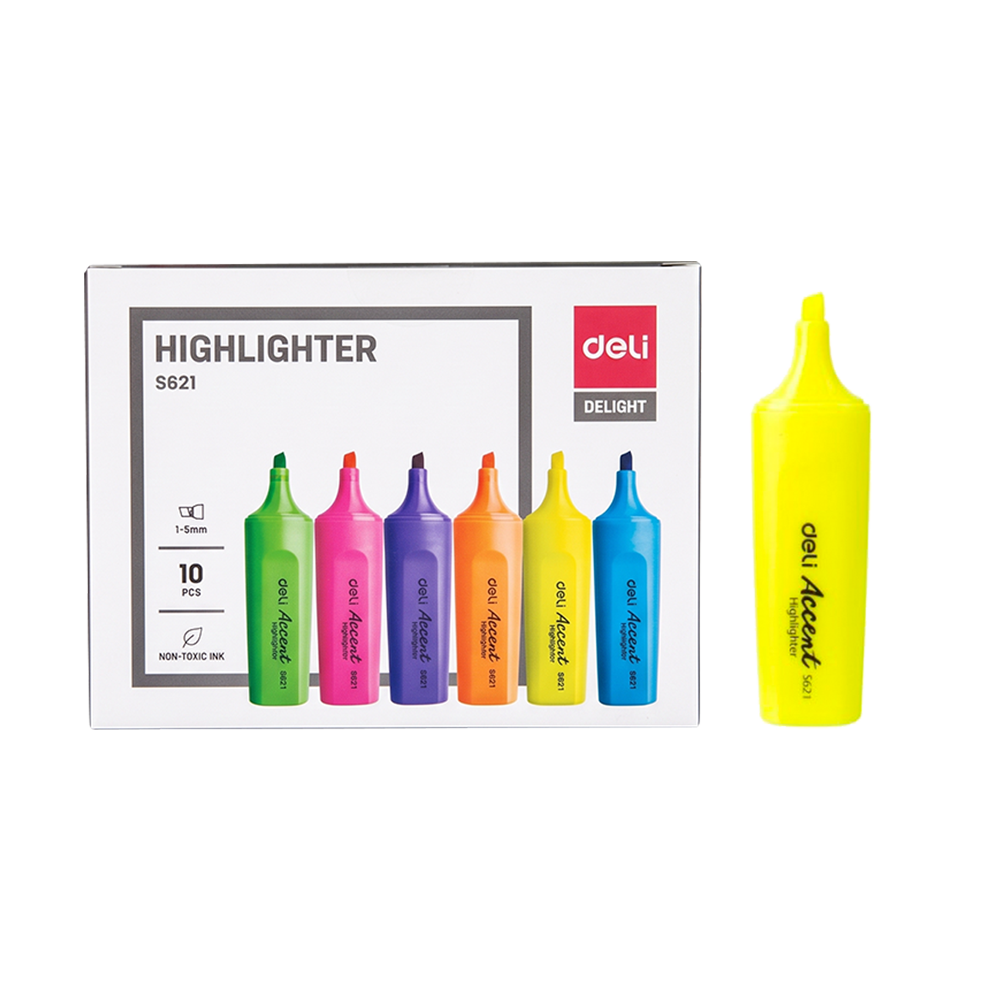Resaltador Deli Accent Punta Biselada 1-5 mm Color Amarillo *UMV-1 caja de 10und*