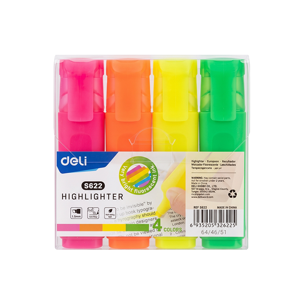 Resaltador Deli Accent Punta Biselada 1-5mm Colores Surtidos *UMV-1 set*