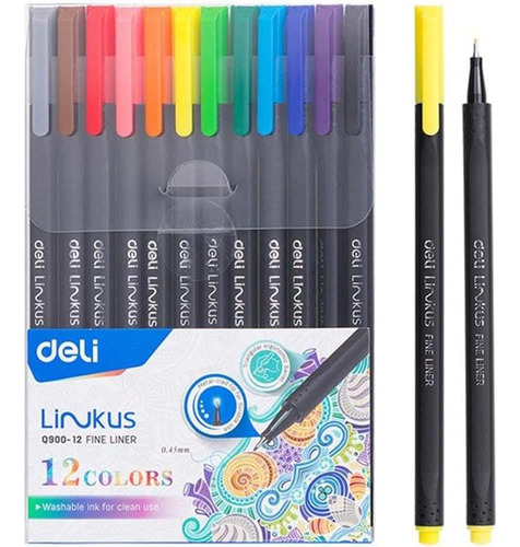 Marcador punta fina Deli estuche 12 colores *UMV-12 estuches*