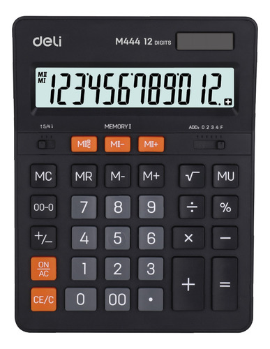 Calculadora 12 dígitos con memoria dual negro Deli *UMV-1und*