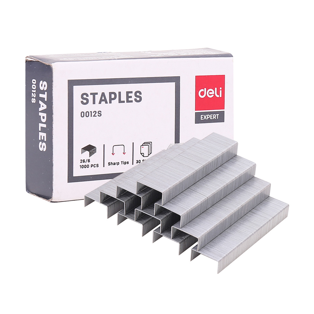 Grapas Lisas Deli 26/6 Capacidad 30 Hojas (Caja x 1000 Unidades) *UMV-Inner de 20 cajas*