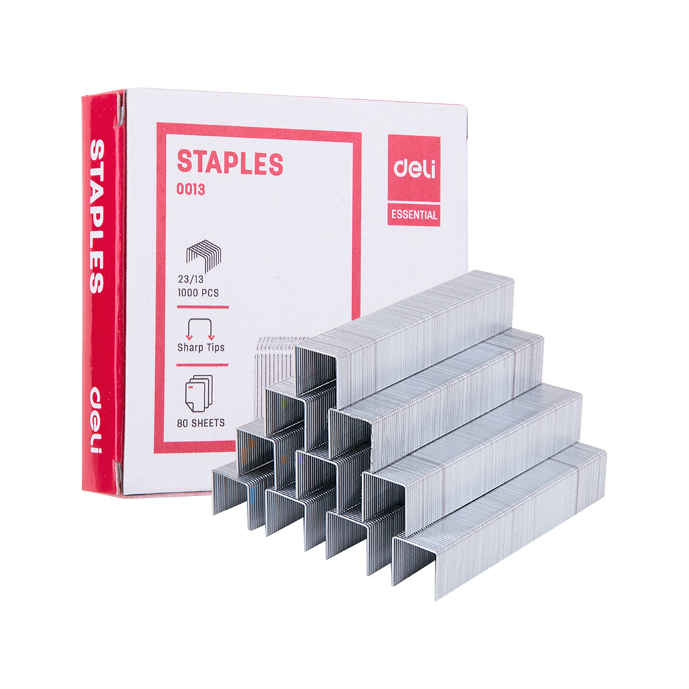 Grapas Lisas Deli 23/13 Capacidad 80 Hojas (Caja x 1000 Unidades) *UMV-Inner de 5 cajas*