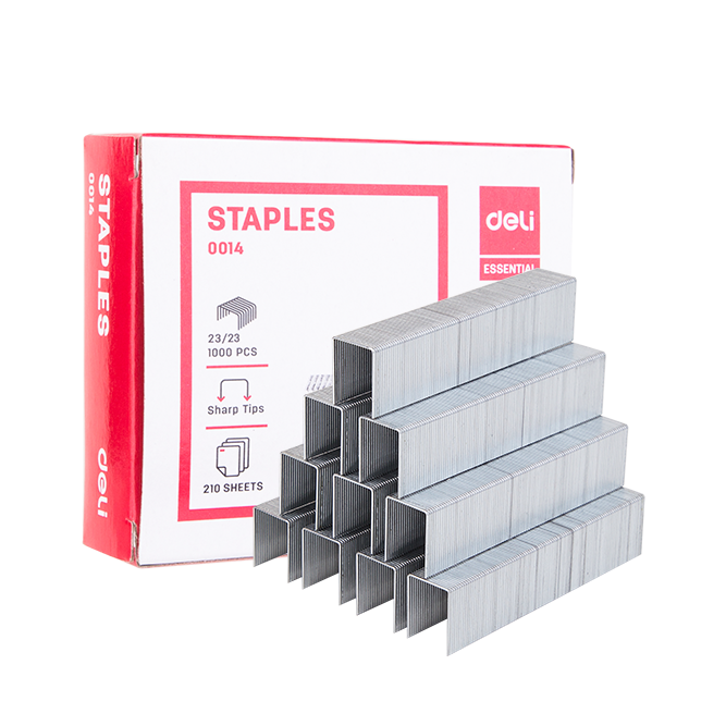 Grapas Lisas Deli 23/23 Capacidad 210 Hojas (Caja x 1000 Unidades) *UMV-Inner de 5 cajas*