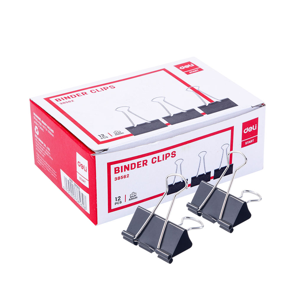 Clips Binder Deli 41 mm #2 Color Negro (Caja x 12 Unidades) *UMV-1 caja*