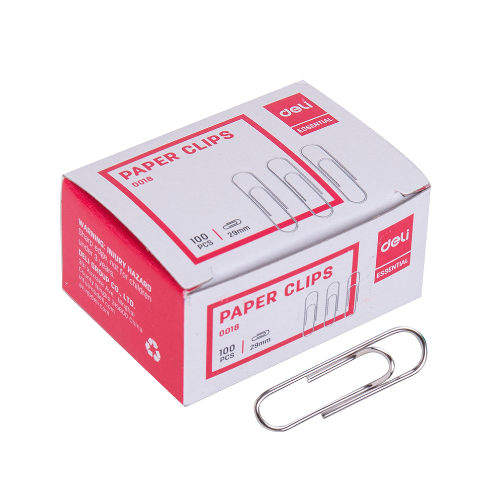 Clips #3 29mm plateado Deli caja de 100und *UMV-pack de 10 cajas*