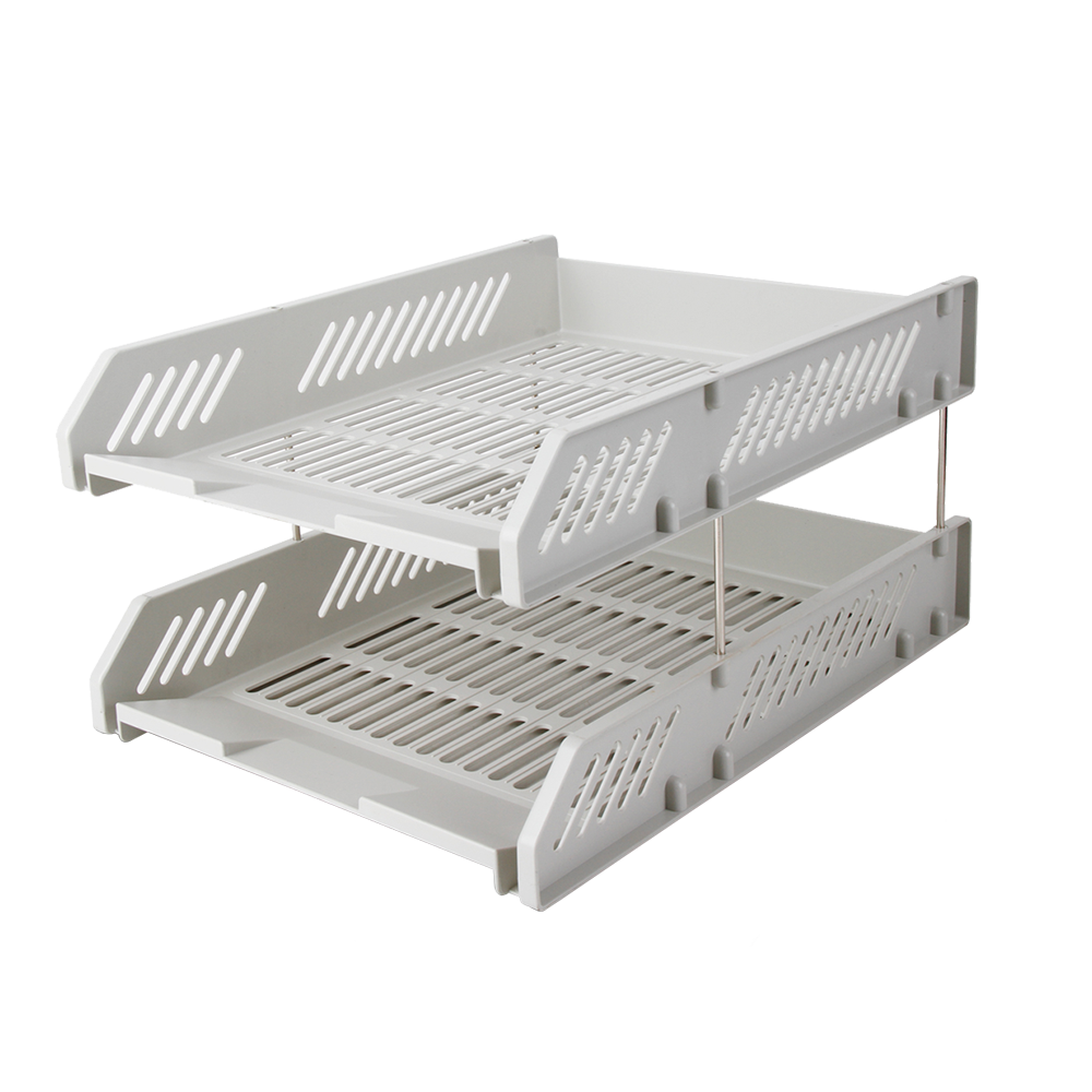Bandeja Organizadora De Archivos 2 Niveles Gris 268x336x65mm Deli *UMV-1und*
