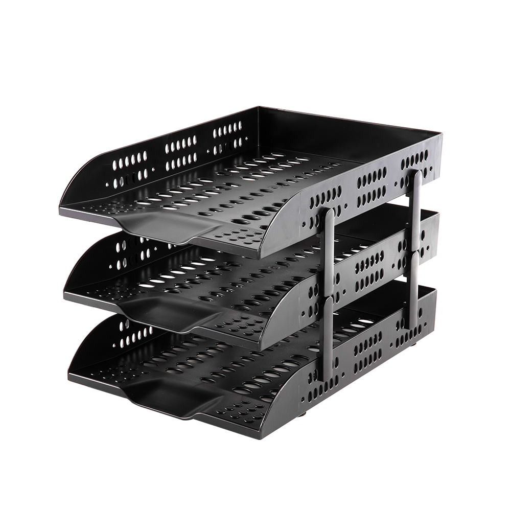Bandeja Organizadora De Archivos 3 Niveles 230×116×359mm Negro Deli *UMV-1und*