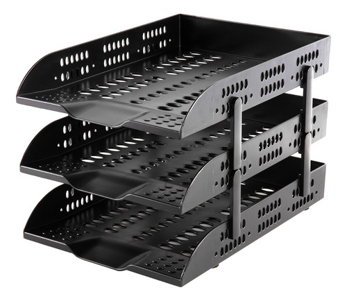 Bandeja de documentos plástico negro 3 niveles A4 *UMV-1und*