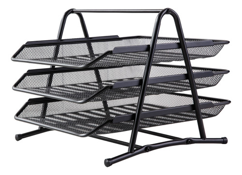 Bandeja de documentos malla metálica negro 3 niveles A4 Deli *UMV-1und*