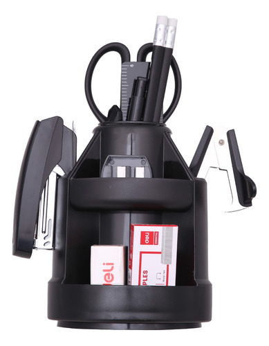 Set Giratorio de Material de Oficina negro Deli 15 artículos *UMV-1set*