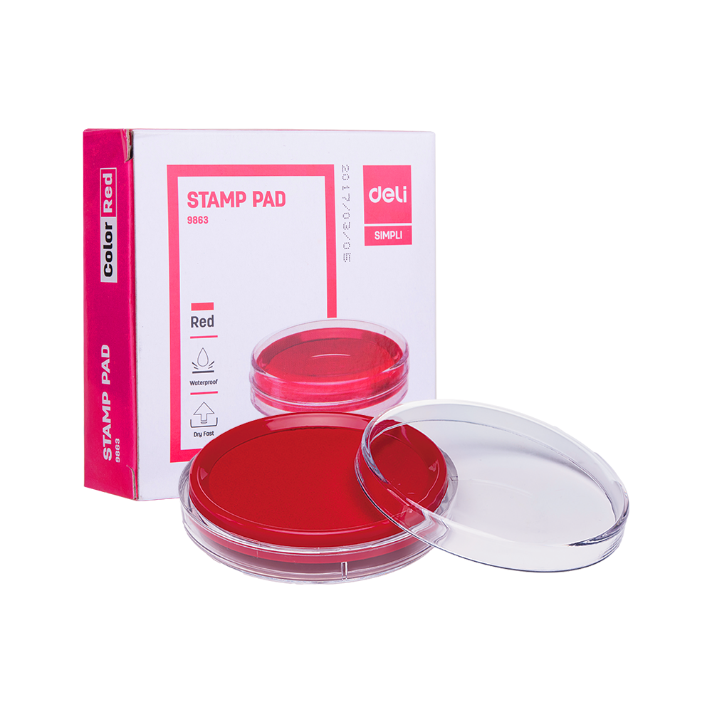 Almohadilla Para Sellos Circular Deli Tinta Roja 84mm *UMV- Unidad*
