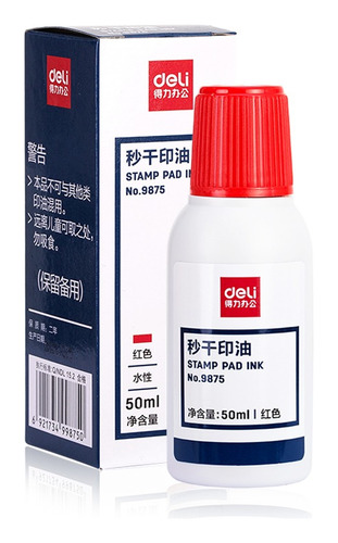 Botella de Tinta roja para sello 50ml Deli *UMV-1und*