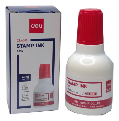 Botella de Tinta roja para sello 40ml Deli *UMV-1und*