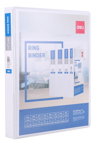 Carpeta de 2 Aros Deli A4 ancho 1'' c/blanco *UMV-1 und*