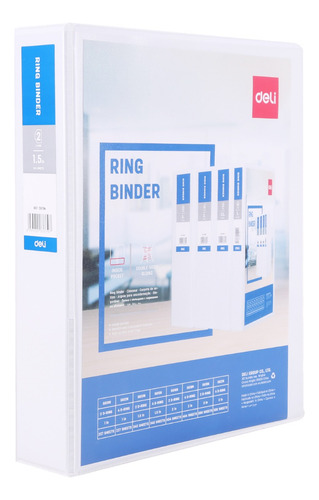 Carpeta  de 2 Aros Deli A4 ancho 1.5'' c/blanco *UMV-1 und*