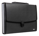 Carpeta Plastica negra Expandible Tipo Maletín A4 7esp cierre c/clip Deli *UMV-3und*
