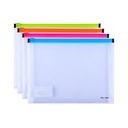 Sobre Plástico A5 Fuelle de 15 mm Cierre Zip Deli RIO (0.18 mm) Colores Surtidos *UMV-Pack de 8 und*