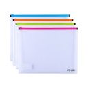 Sobre Plástico A4 Fuelle de 15 mm Cierre Zip Deli RIO (0.18 mm) Colores Surtidos *UMV-Pack de 8 und*