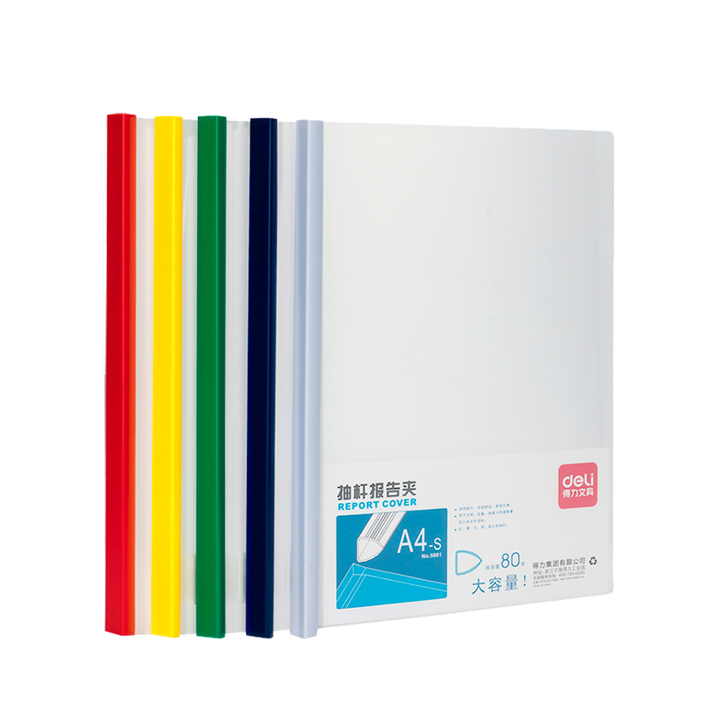 Paquete de 5 Carpetas de acetato Deli con perfil de colores *UMV-1pack de 5 unid*