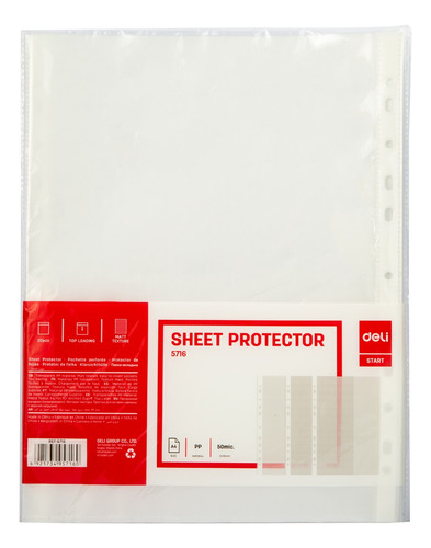 Protector Separador de Carpetas Deli Transparente A4 pack de 20un-50mic *UMV- Unidad*