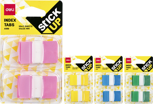 Notas Adhesivas Pestañas Deli 44x25mm 2x50Hojas *UMV-Inner de 24packs surtidos*