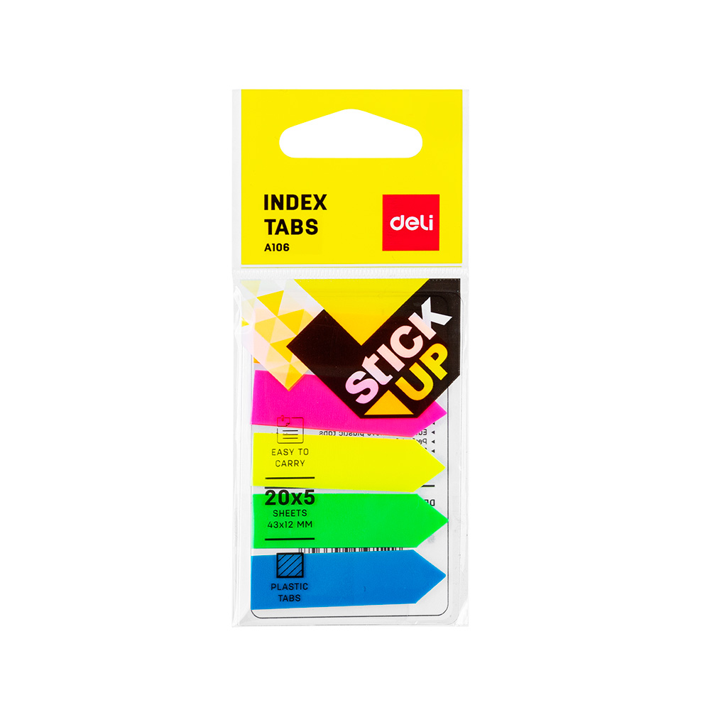 Notas Adhesivas - banderitas Deli 43x12mm *UMV-Inner de 24packs*