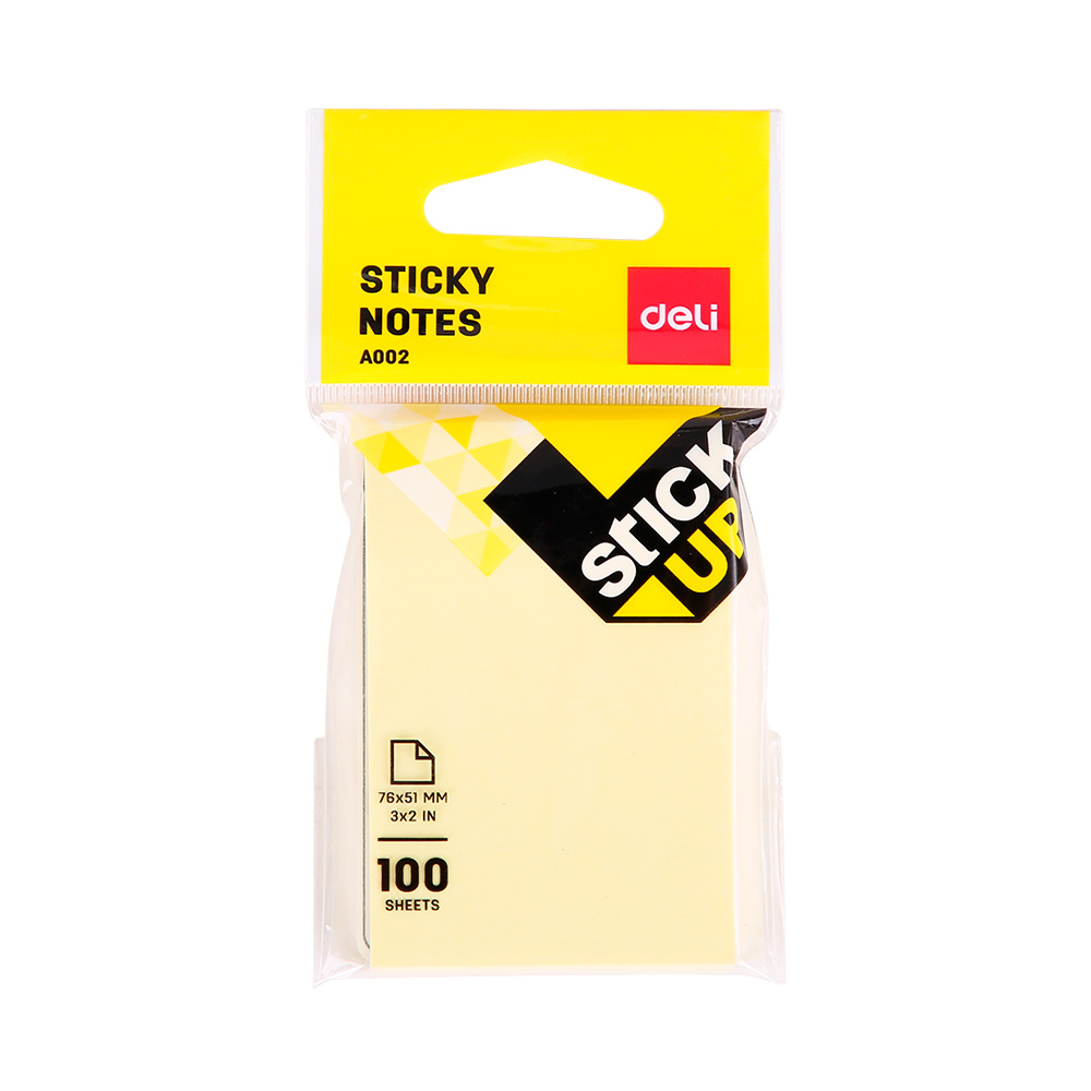 Notas Adhesivas Amarillas Deli  3×2" 1BloqueX100 *UMV-Inner 12 und*