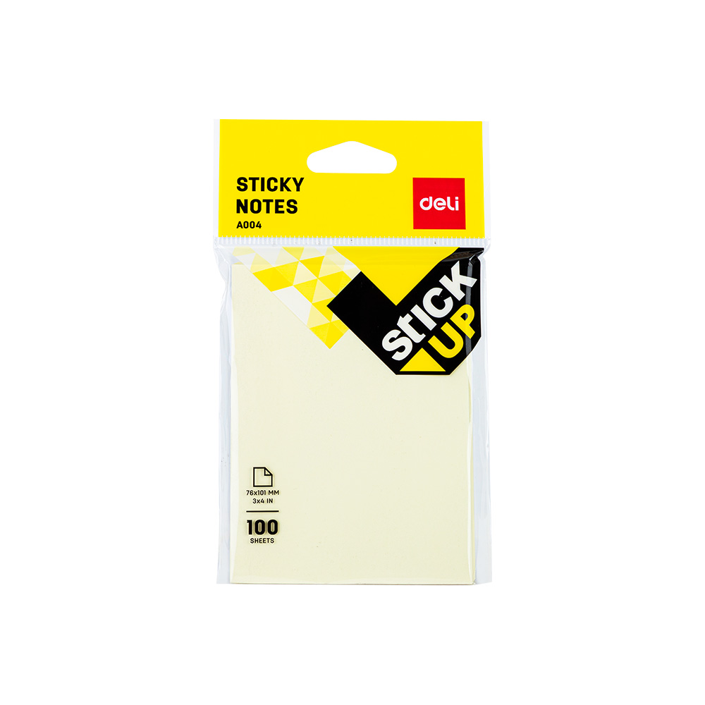 Notas Adhesivas Amarillas Deli 3×4" Bloque 1x100  *UMV-Inner de 12packs*
